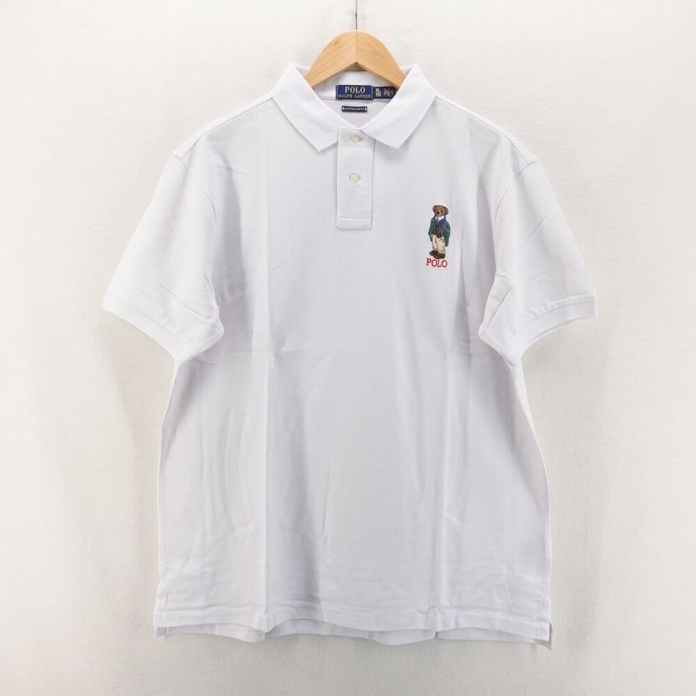 Polo Ralph Lauren Men's Slim Fit Polo Bear Polo Shirt White XL